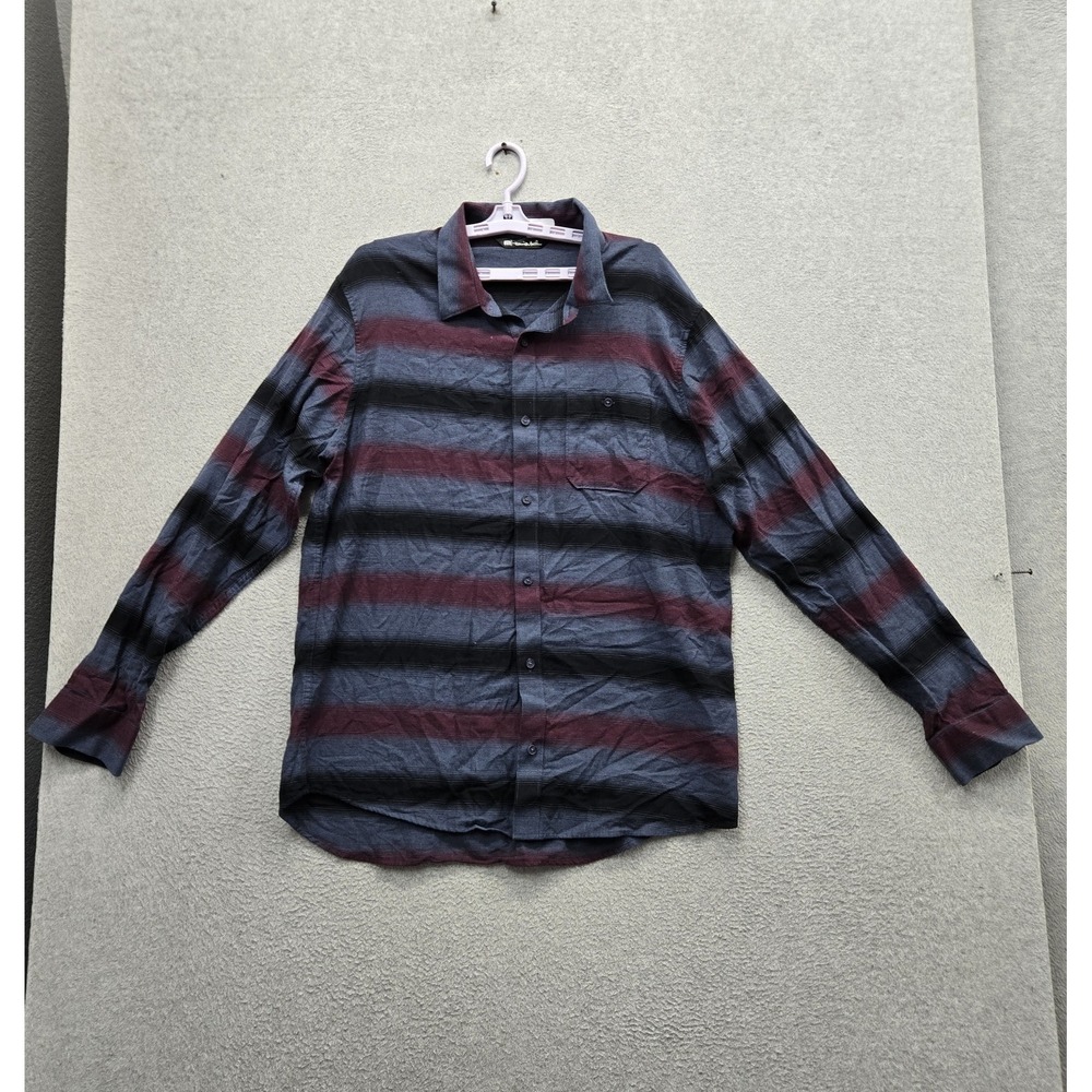 Travismathew Men Button Up Shirt XL Blue Striped Long Sleeve Casual Collar
